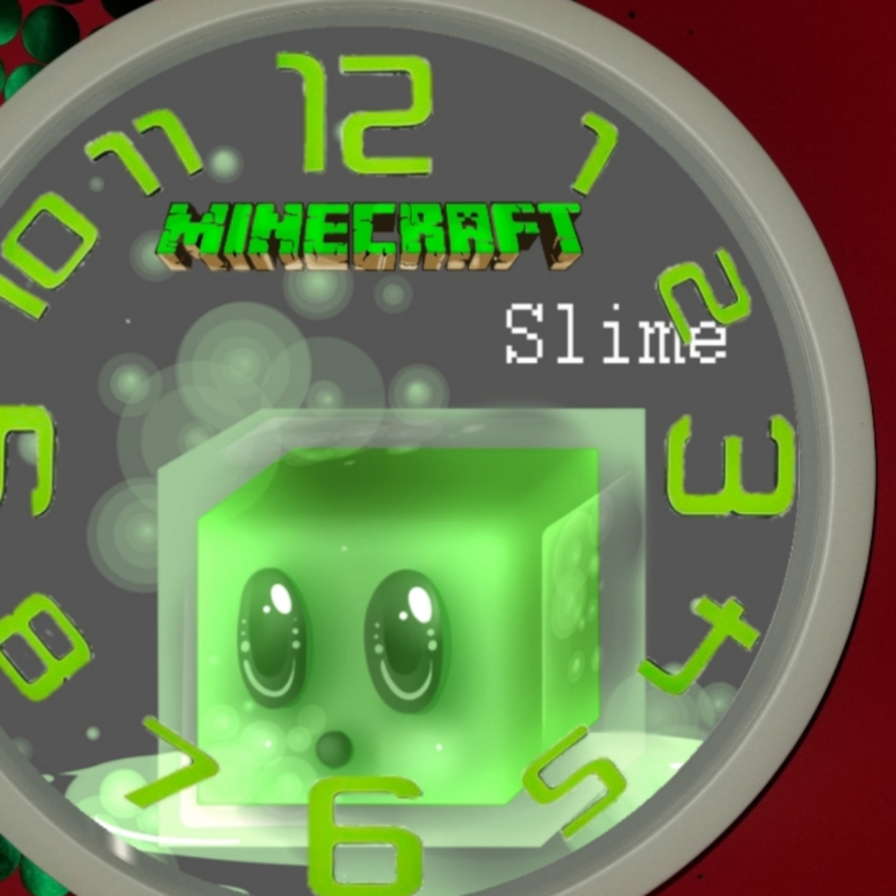 Minecraft cube slime led lights wall clock